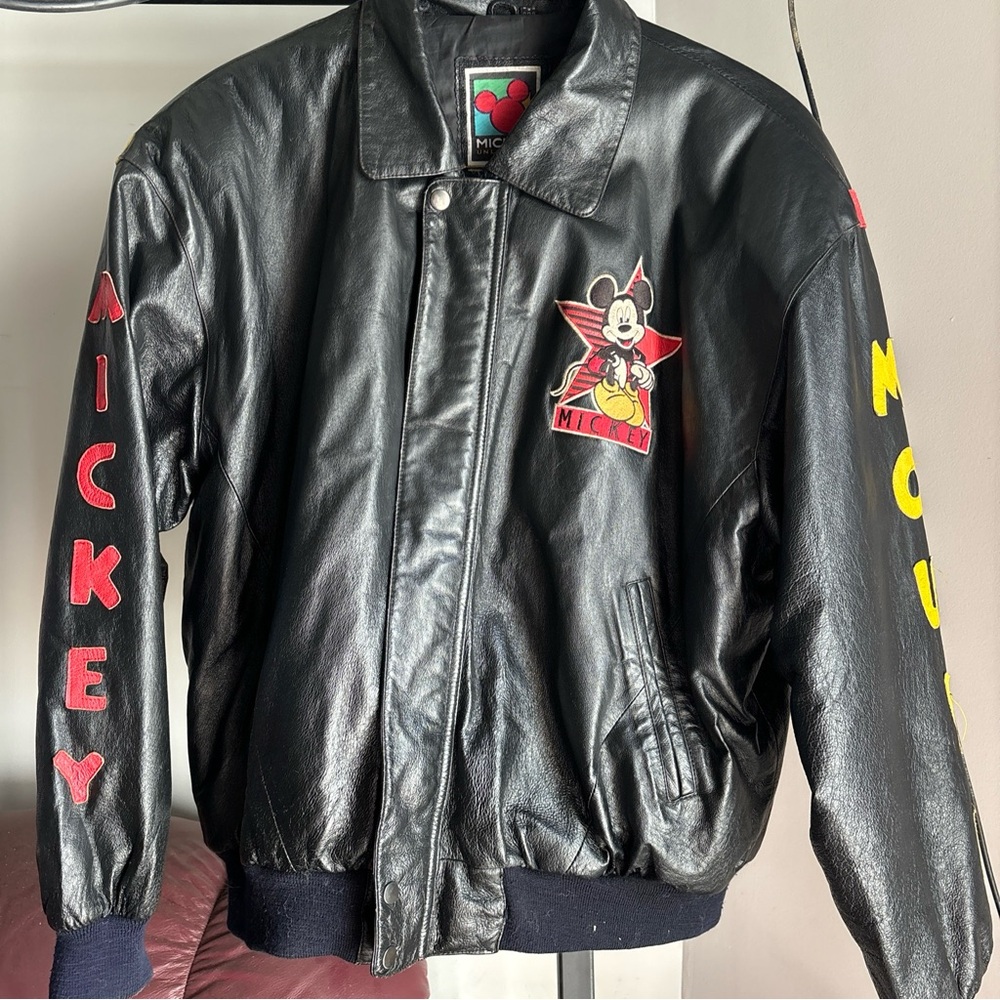 Mickey Mouse Black Leather Jacket